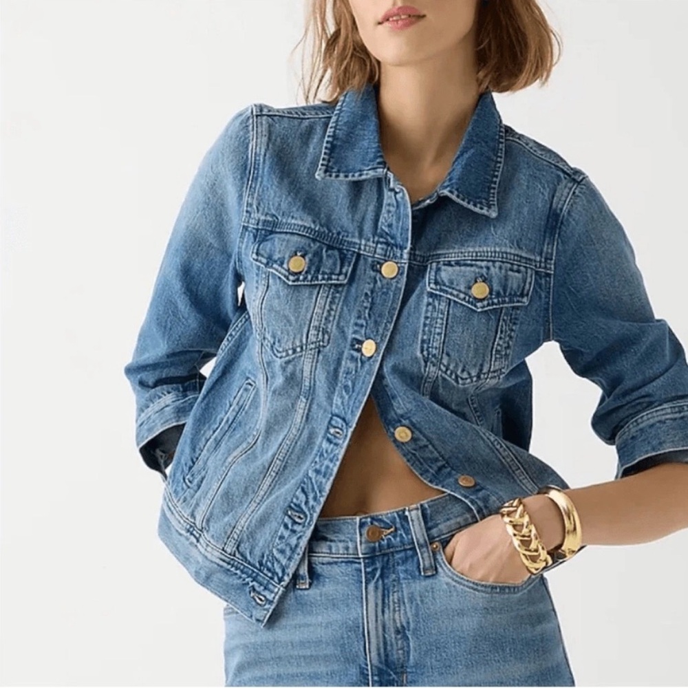 J Crew Classic Denim Jacket in Brilliant Day Wash Size Medium